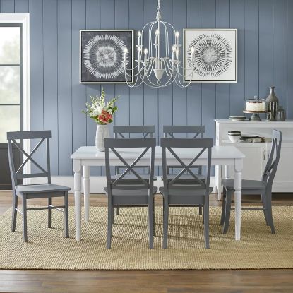 Picture of Dove Grey Lacquered 6-Person 7-Piece Dining Set