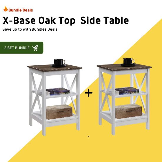 Picture of X-Base Oak Top  Side Table Bundle Set [ 2pce ] 