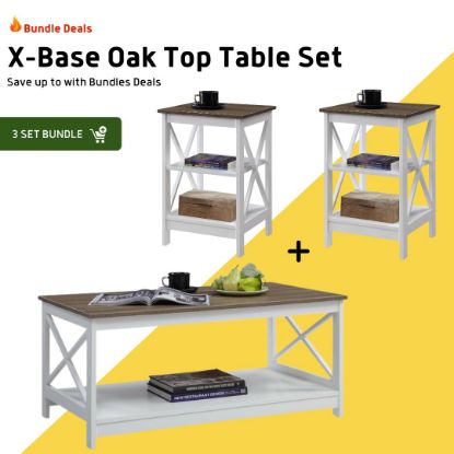 Picture of X-base Oak Top Coffee & Side Tables Bundle Set [ 3pce ] 