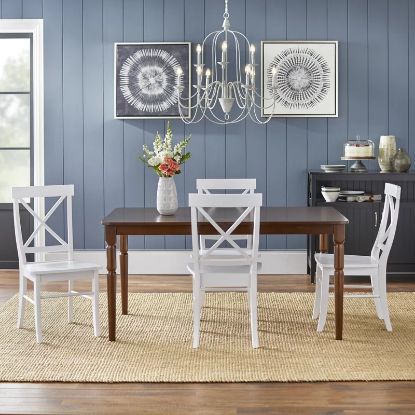 Picture of Dove Lacquered 4-Person 5-Piece Dining Set Brown/White