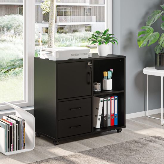 Picture of [ Modern Rolling Stand with Storage ] Black