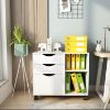 Picture of  [ 3 Drawer File Cabinet with Open Storage Shelves White ]