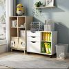 Picture of  [ 3 Drawer File Cabinet with Open Storage Shelves White ]