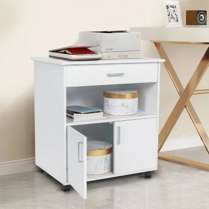 Picture of [ Wide 1 -Drawer Mobile Filing Cabinet White ]