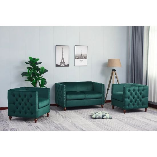 Picture of Eleganto Green Velvet Living Room 3-Piece Set