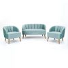 Picture of Flamingo Sea Blue Velvet Living Room 3-Piece Set