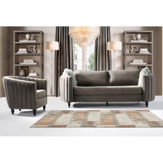 Picture of Gloria Grey Velvet Living Room 2-Piece Set