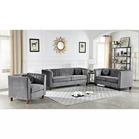 Picture of Jayda Grey Velvet Living Room 3-Piece Set