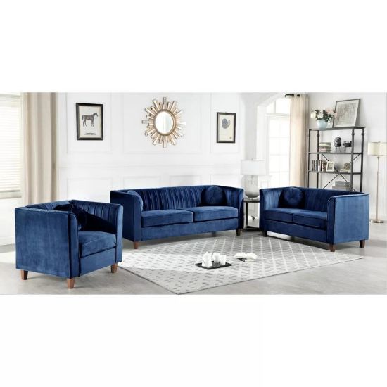 Picture of Jayda Navy Velvet Living Room 3-Piece Set