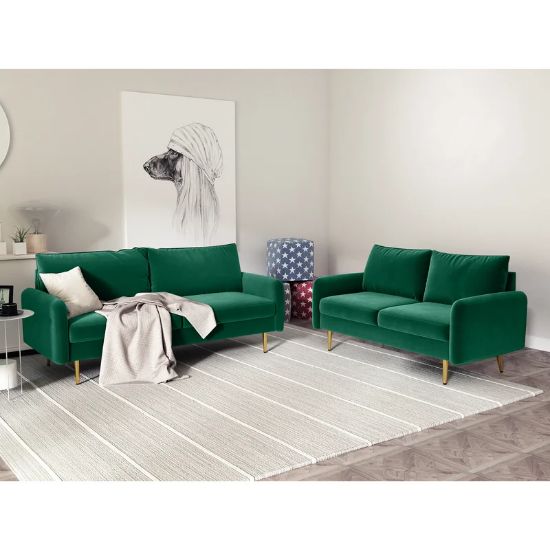 Picture of Lora Green Velvet Living Room 2-Piece Set
