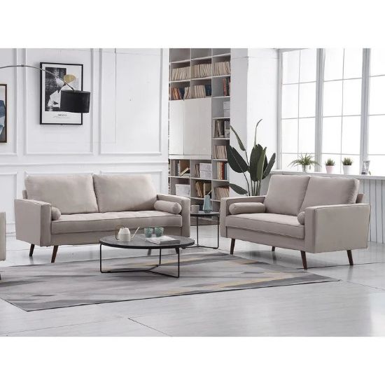 Picture of Maila Beige Velvet Living Room 2-Piece Set
