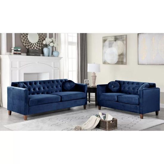 Picture of waymore Navy Velvet Living Room 2-Piece Set