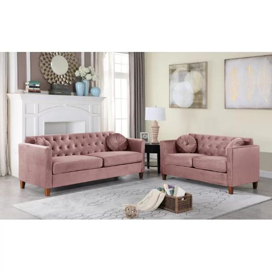 Picture of waymore Pink Velvet Living Room 2-Piece Set