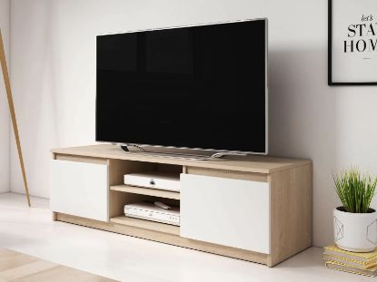 Picture of Nevada White  & light wood T.V Unit 140cm 