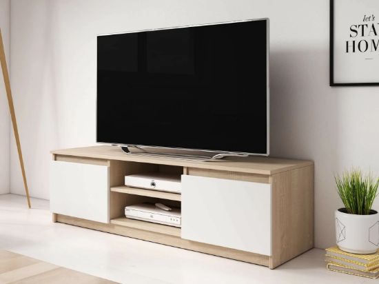 Picture of Nevada White  & light wood T.V Unit 140cm 