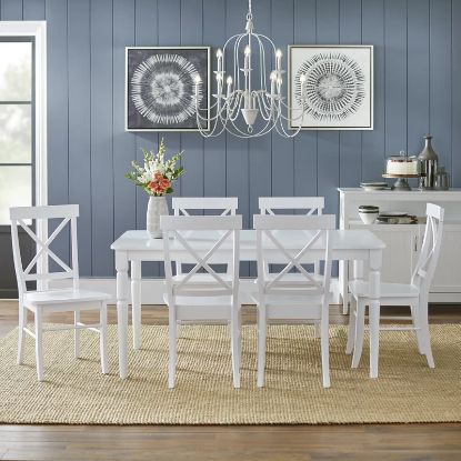 Picture of Dove White Lacquered 6-Person 7-Piece Dining Set 