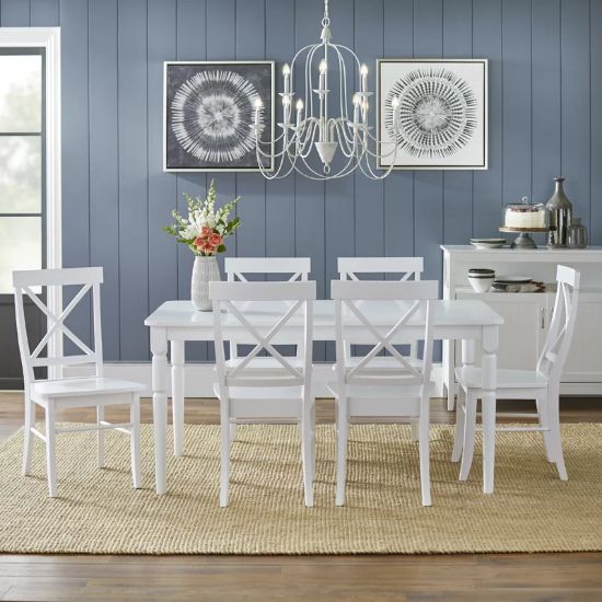 Picture of Dove White Lacquered 6-Person 7-Piece Dining Set 