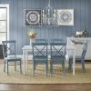Picture of Dove Sea Blue Lacquered 6-Person 7-Piece Dining Set