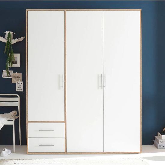 Picture of Sprint White & Lightwood Wardrobe 150cm  