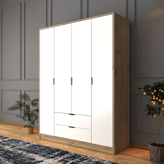 Picture of Hyland White & Brown Wardrobe 160cm