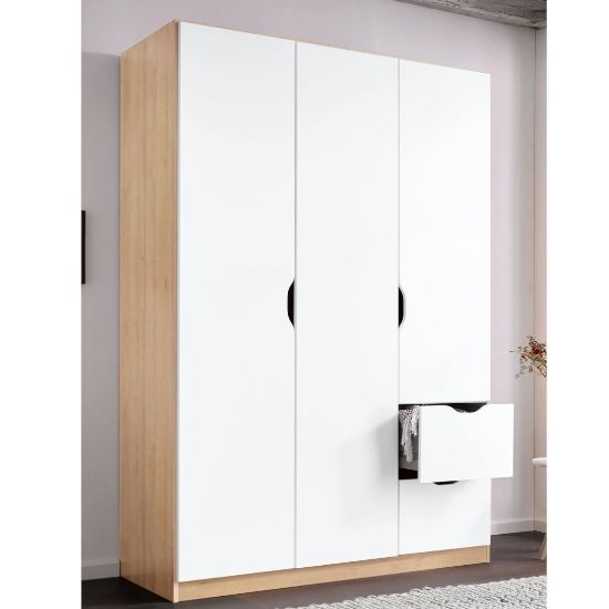 Picture of Cova White & Lightwood Wardrobe 136cm 
