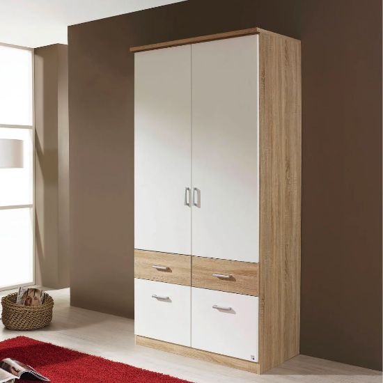 Picture of Pavilion White & Lightwood wardrobe 91cm