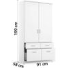 Picture of Pavilion White & Lightwood wardrobe 91cm