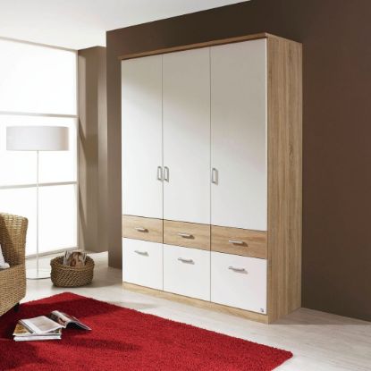 Picture of Pavilion White & Lightwood wardrobe 135cm 