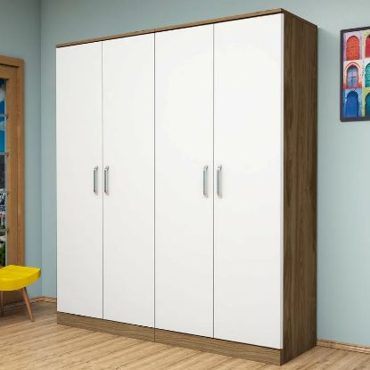 Picture of Pelton White & Brown Wardrobe 180cm