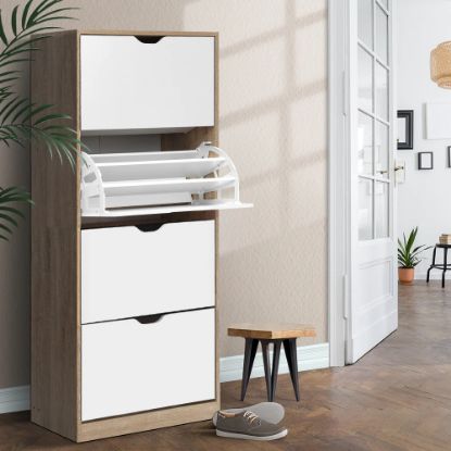 Picture of Burton White & Lightwood Shoe Cabinet