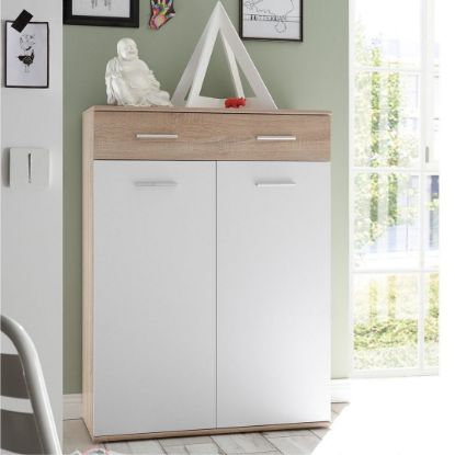 Picture of Lotus White & Lightwood Shoe Cabinet