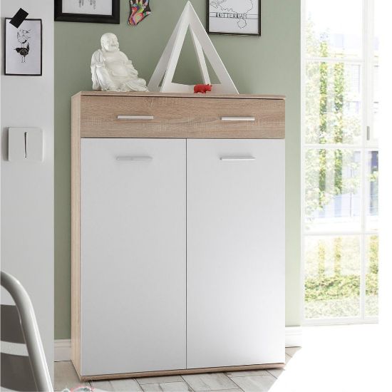 Picture of Lotus White & Lightwood Shoe Cabinet