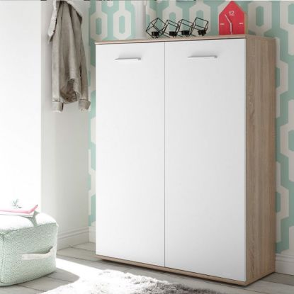 Picture of Abbie White & Lightwood Shoe Cabinet