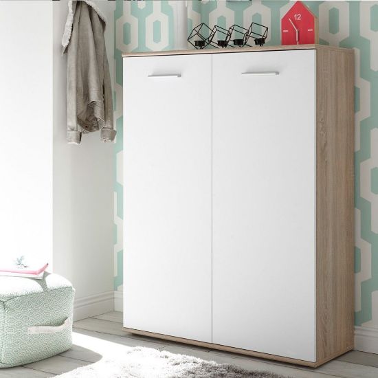 Picture of Abbie White & Lightwood Shoe Cabinet