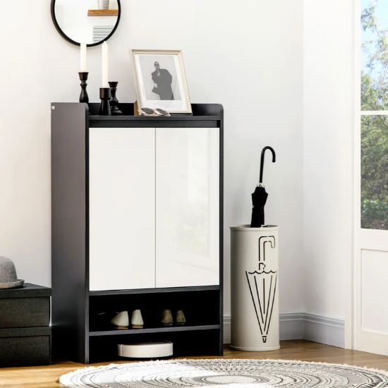 Picture of Emberly White & Black Shoe Storage 