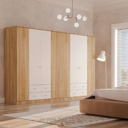 Picture of Alexsa White & Lightwood Wardrobe 280 cm  